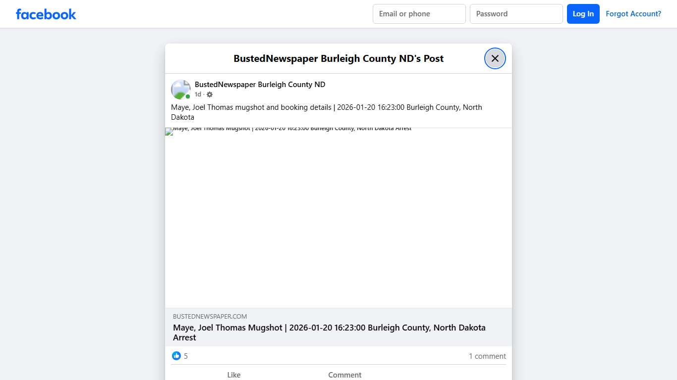 Maye, Joel Thomas... - BustedNewspaper Burleigh County ND | Facebook
